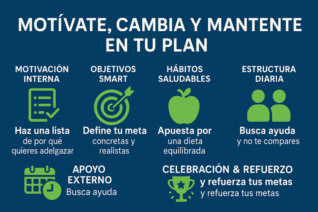 Cómo mantener la motivación para adelgazar infografia